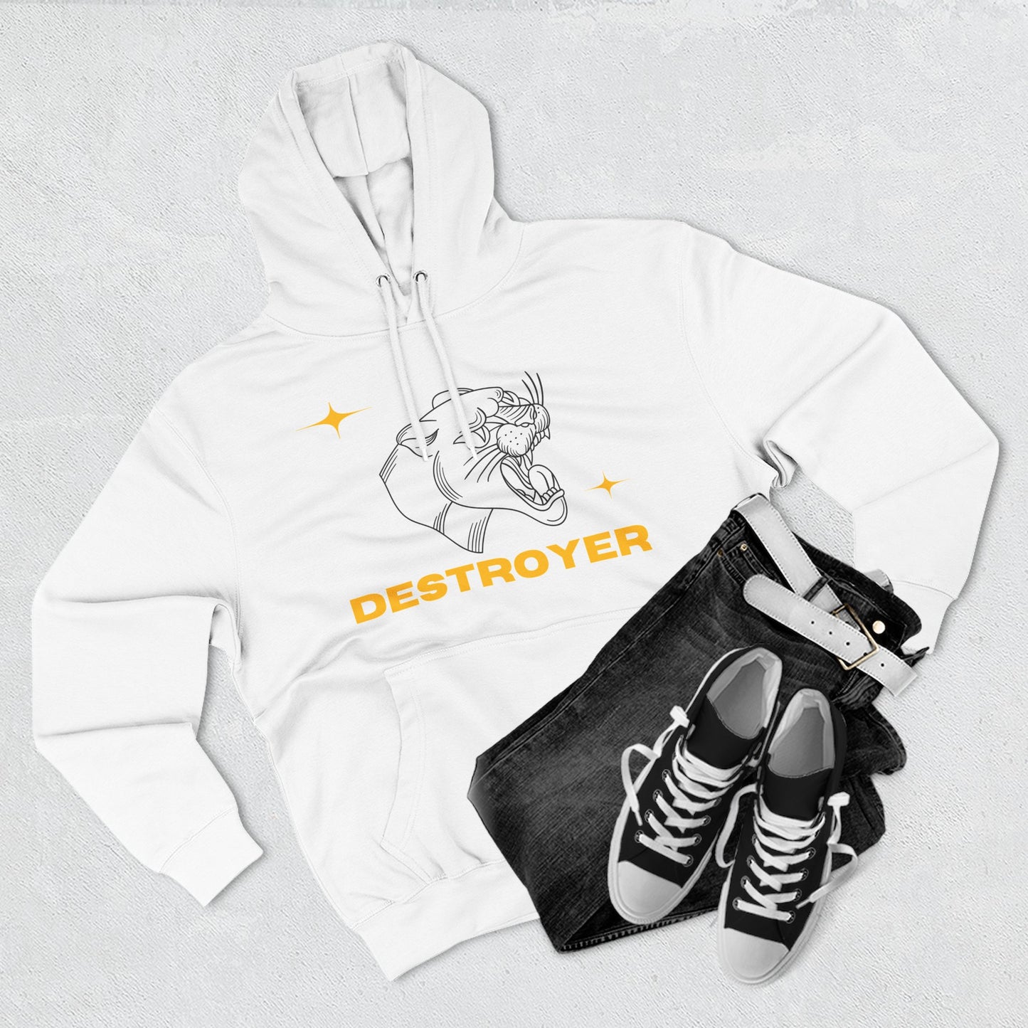 Three-Panel Fleece Hoodie with DESTROYER Design, Cozy Streetwear for Every Occasion, Perfect Gift for Friends, Fun Graphic Hoodie, [...]
