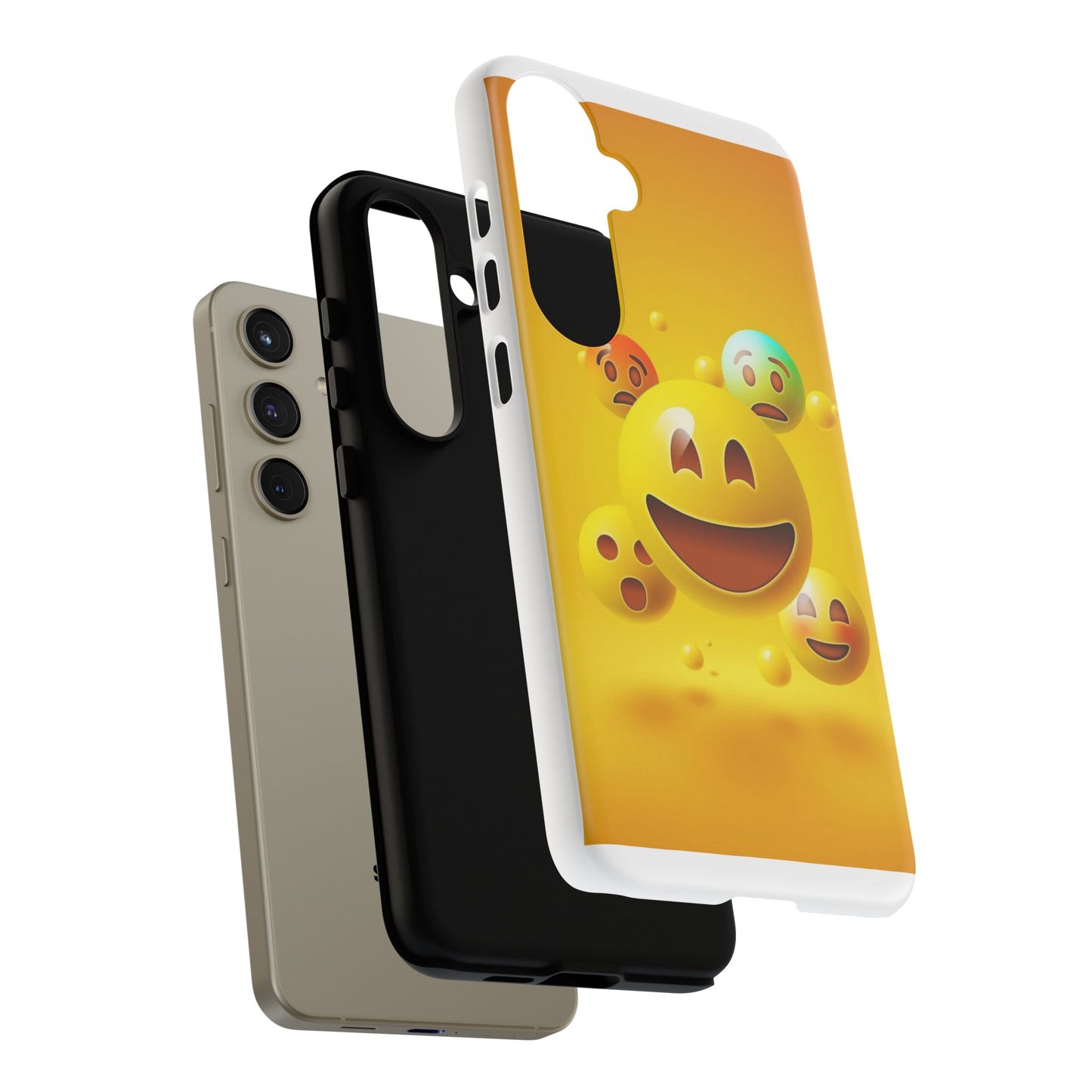 Smiley Face Phone Case, Fun Emoji Phone Cover, Durable Tough Case, Gift for Friends, Bright Yellow Accessory
