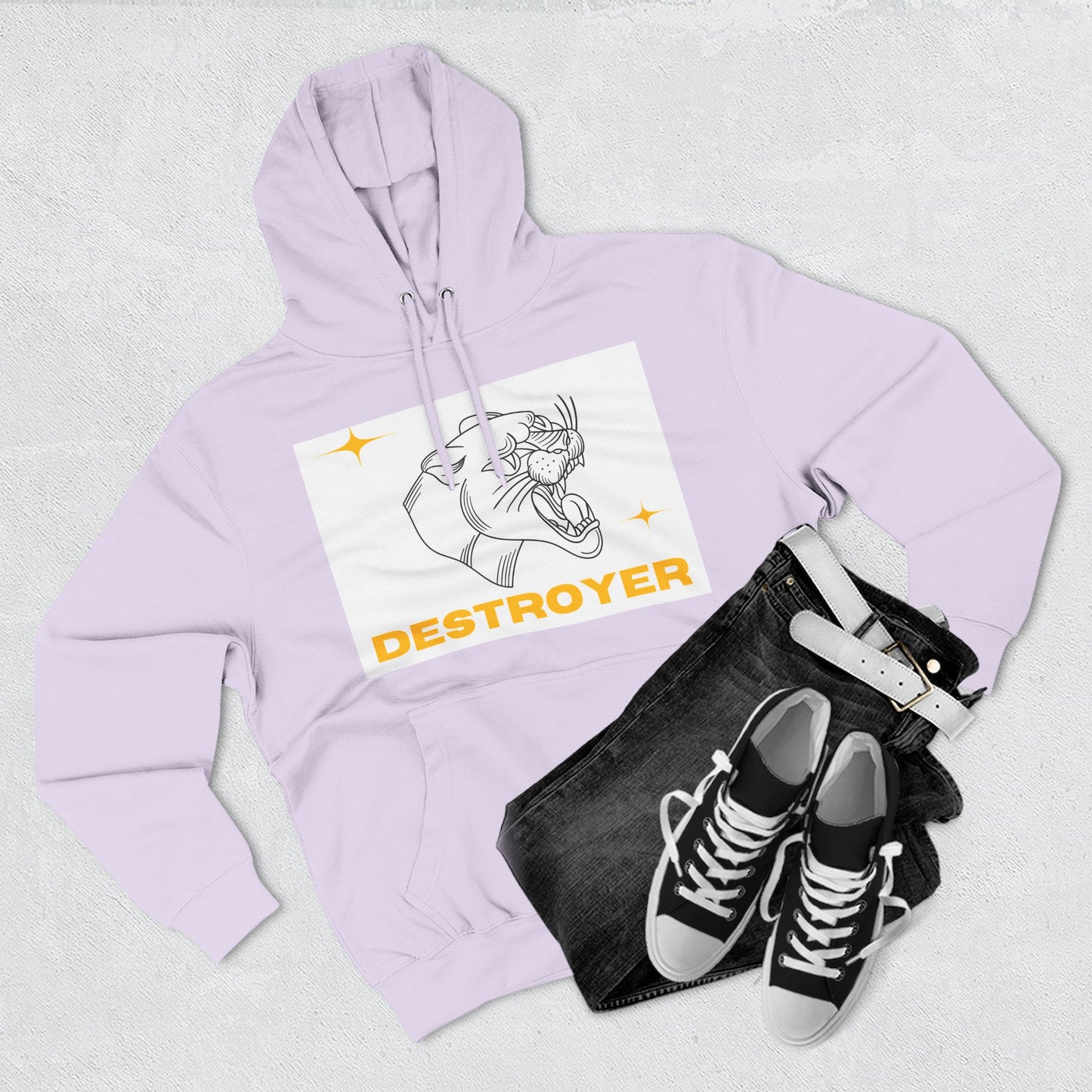 Three-Panel Fleece Hoodie with DESTROYER Design, Cozy Streetwear for Every Occasion, Perfect Gift for Friends, Fun Graphic Hoodie, [...]