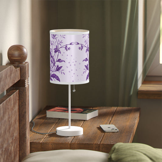 Purple Floral Table Lamp - Vintage Style Light, Home Decor, Nightstand Lamp, Modern Design, Gift for Her
