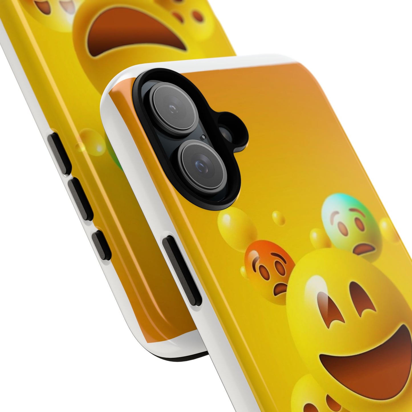 Smiley Face Phone Case, Fun Emoji Phone Cover, Durable Tough Case, Gift for Friends, Bright Yellow Accessory