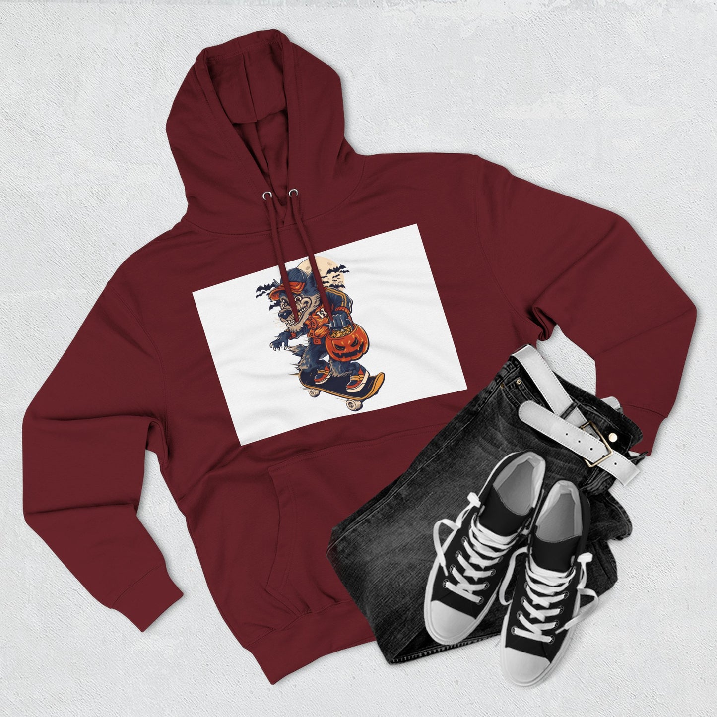 Fleece Hoodie with Halloween Design, Cozy Sweatshirt, Fall Fashion, Gift for Her, Casual Layering