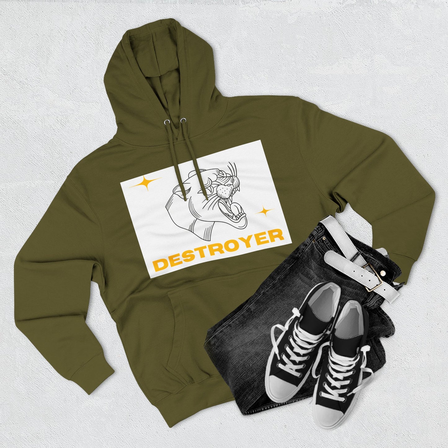 Three-Panel Fleece Hoodie with DESTROYER Design, Cozy Streetwear for Every Occasion, Perfect Gift for Friends, Fun Graphic Hoodie, [...]