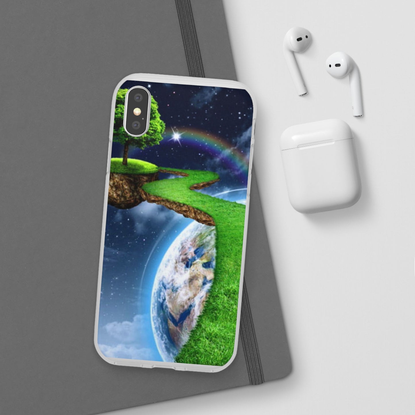 Dreamy Landscape Phone Case, Eco-Friendly Cell Phone Cover, Nature Inspired Gift, Aesthetic Mobile Case, Vibrant Rainbow Design