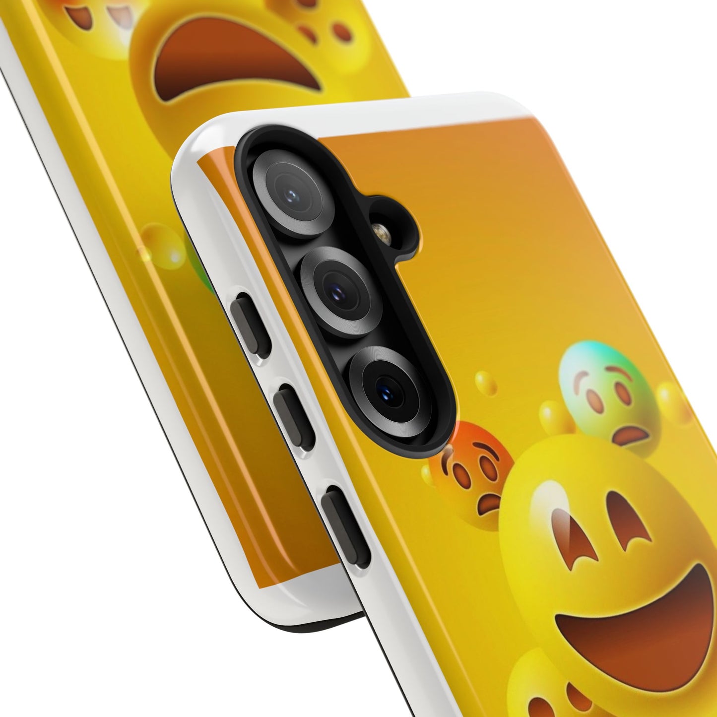 Smiley Face Phone Case, Fun Emoji Phone Cover, Durable Tough Case, Gift for Friends, Bright Yellow Accessory