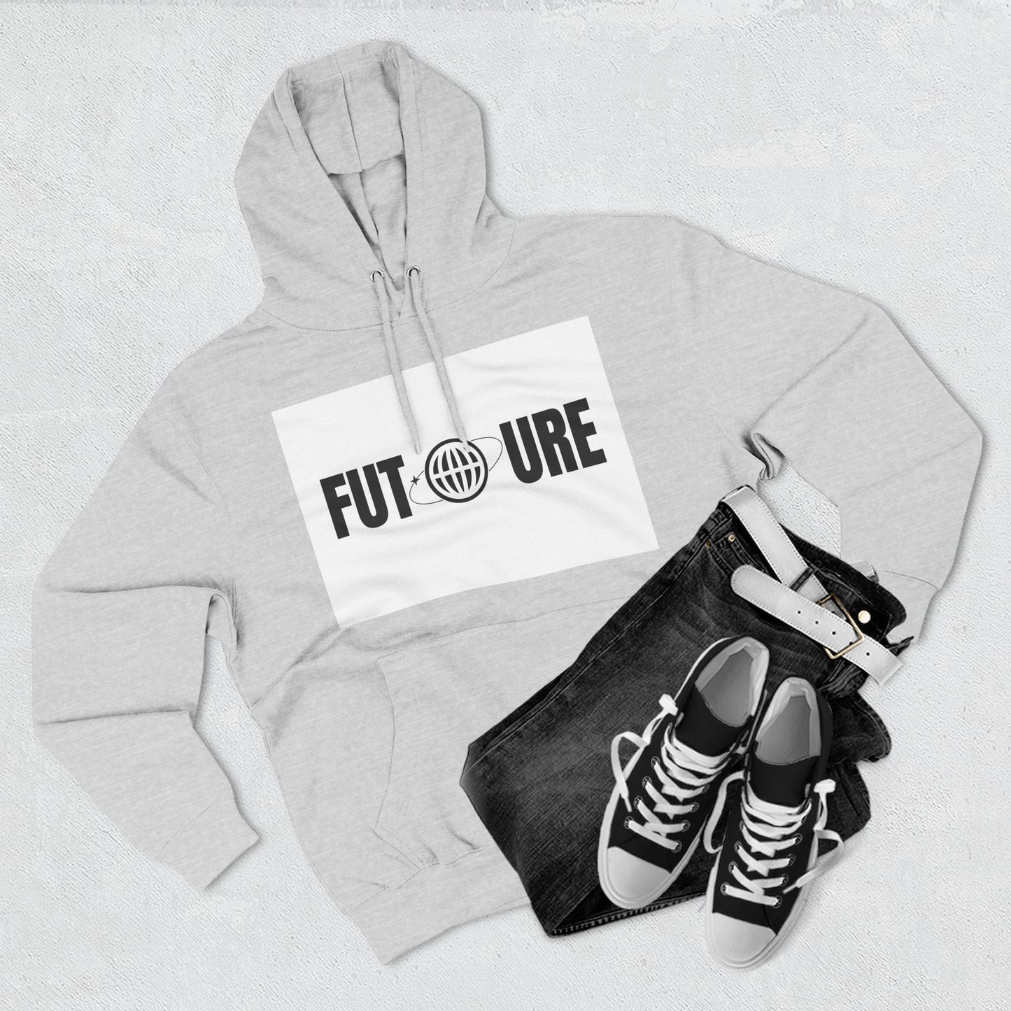 Futuristic Three-Panel Fleece Hoodie, Cozy Fashion, Streetwear Style, Gift for Trendsetters, Everyday Comfort