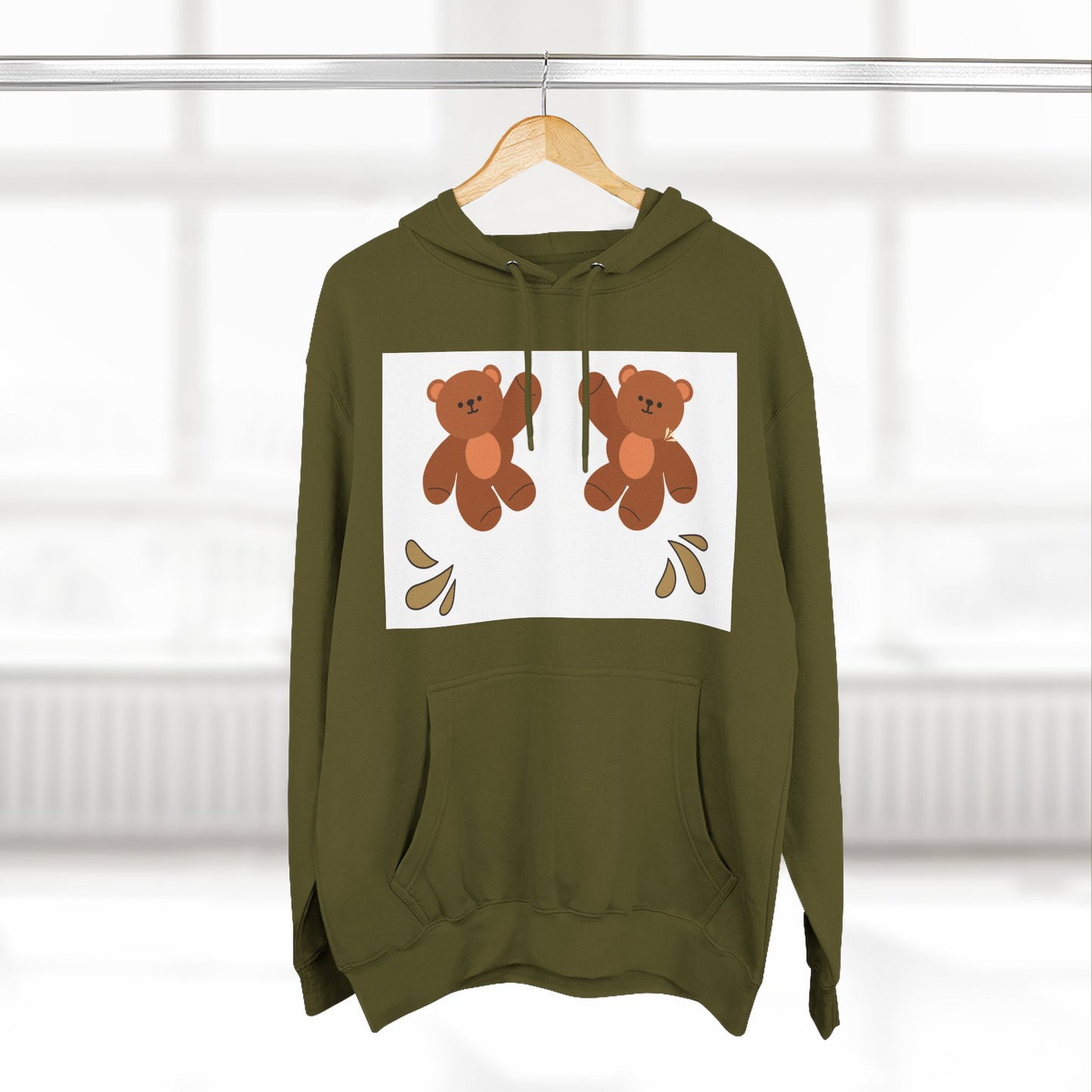 Cute Bear Fleece Hoodie | Cozy Unisex Fashion, Playful Sweatshirt, Perfect Gift, Casual Wear, Everyday Comfort, Holiday Style