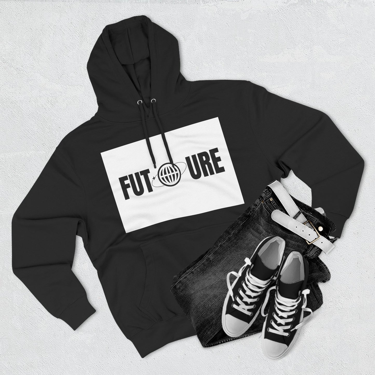 Futuristic Three-Panel Fleece Hoodie, Cozy Fashion, Streetwear Style, Gift for Trendsetters, Everyday Comfort