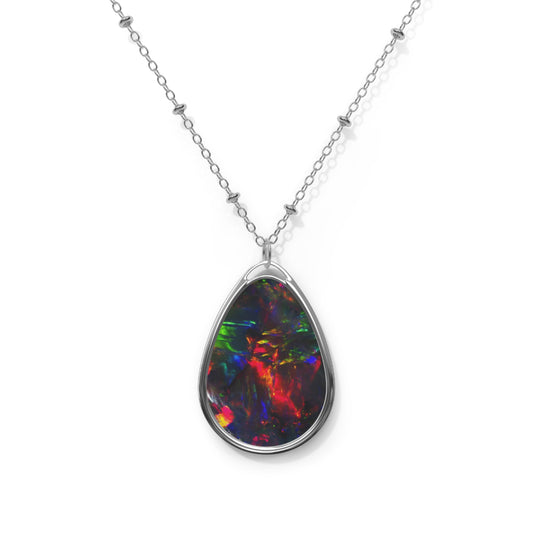 Elegant Oval Necklace with Colorful Inlay, Stunning Gift for Her, Birthday Jewelry, Personalized Keepsake, Everyday Accessory, [...]