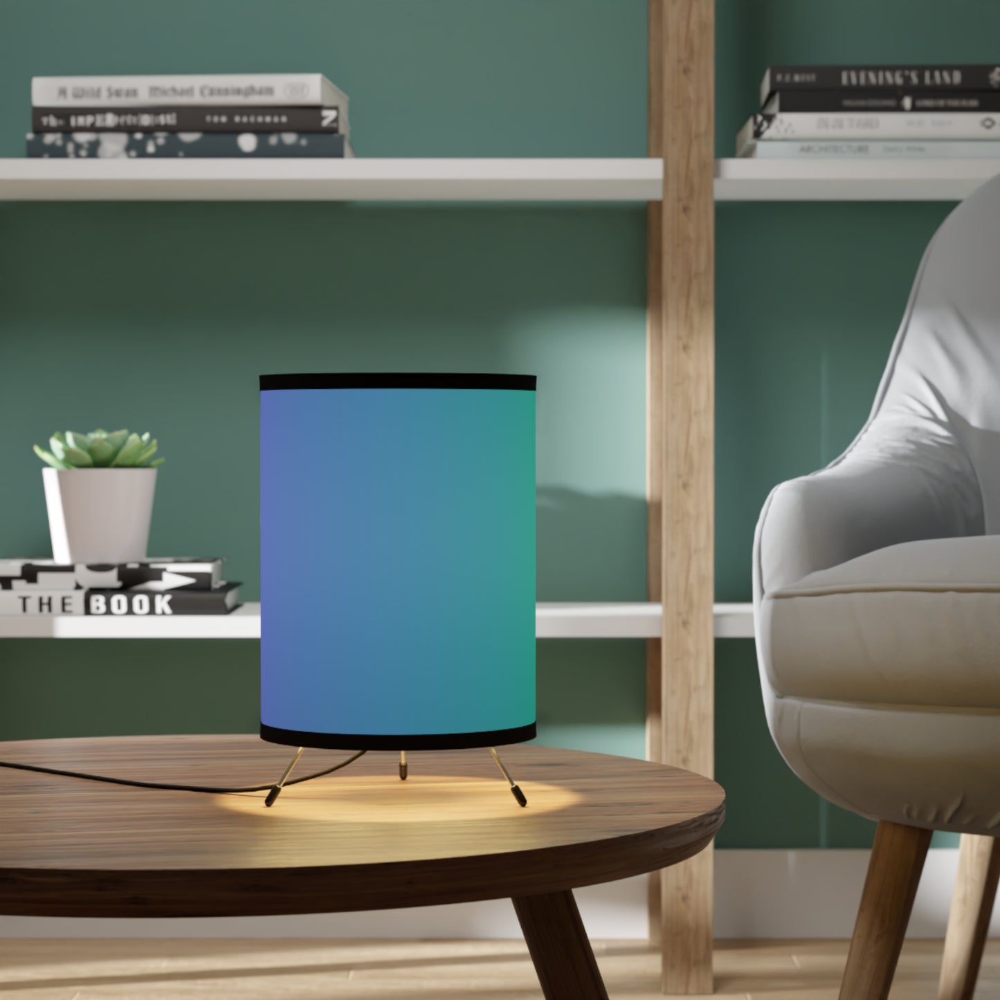 Modern Tripod Lamp with High-Res Printed Shade, Cool Gradient Lighting for Living Room, Bedroom, Home Decor, Gift Idea