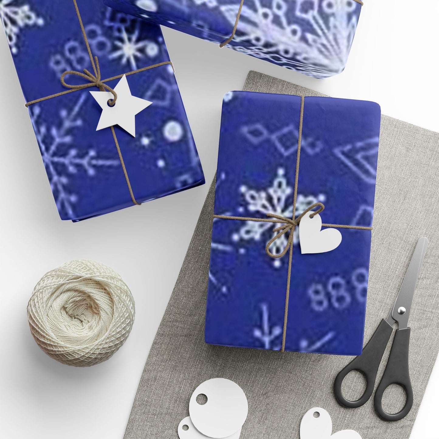 Elegant Snowflake Wrapping Paper, Christmas Gift Wrap, Holiday Party Supplies, Winter Themed Decor, Blue Snowflake Design