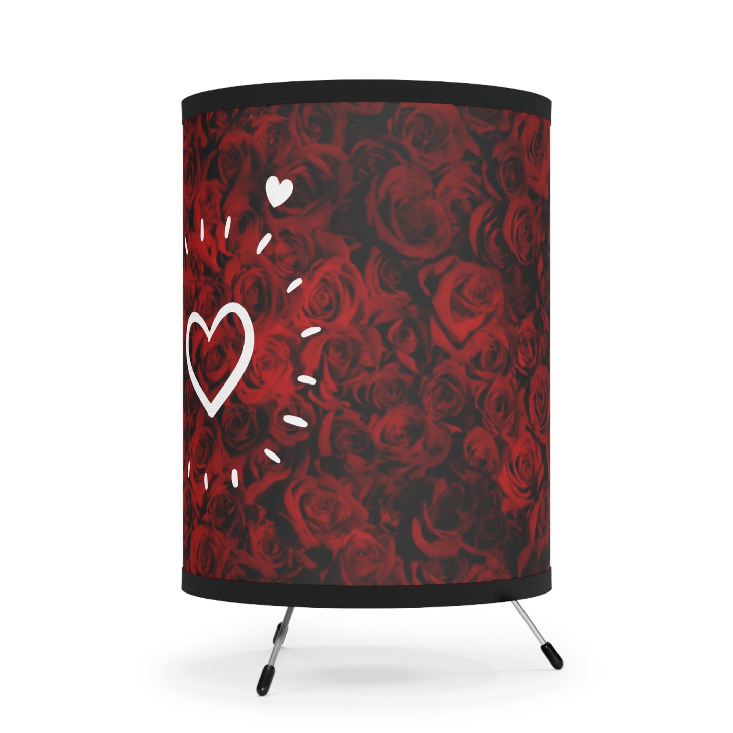 Tripod Lamp with Romantic Rose Design, Red Floral Home Decor, Boho Lighting, Unique Gift for Her, Valentine's Day Decor, Bedroom Accent